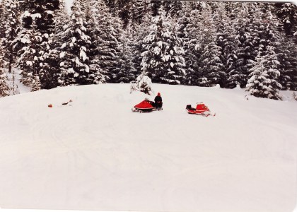 Cabin and Snowmobiles